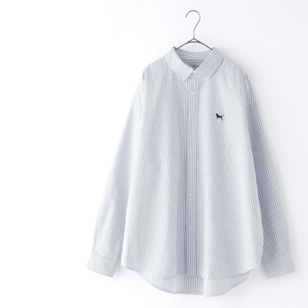 Labrador Retriever / ラブラドールレトリーバー 別注 ロゴ ワッペン刺繍 オーバーサイズオックスフォードボタンダウン長袖シャツ